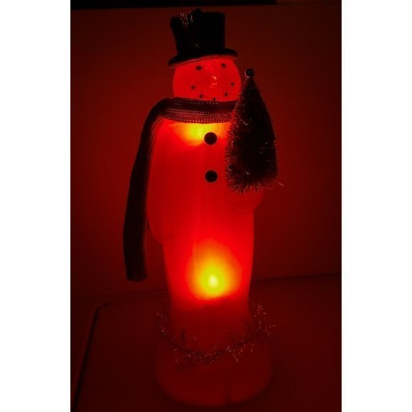 Christmas Vtg 18” Snowman Lamp Multicolor Light Up Plastic Mold Bottle Brush - Picture 6 of 7